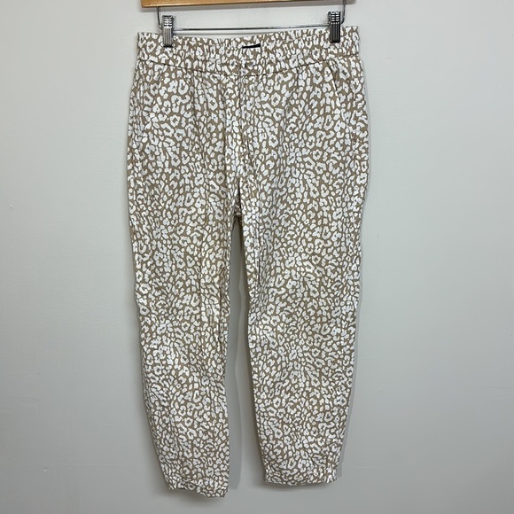 J. Crew Linen Cotton Leopard Drawstring Pant Size 6 - Picture 2 of 6